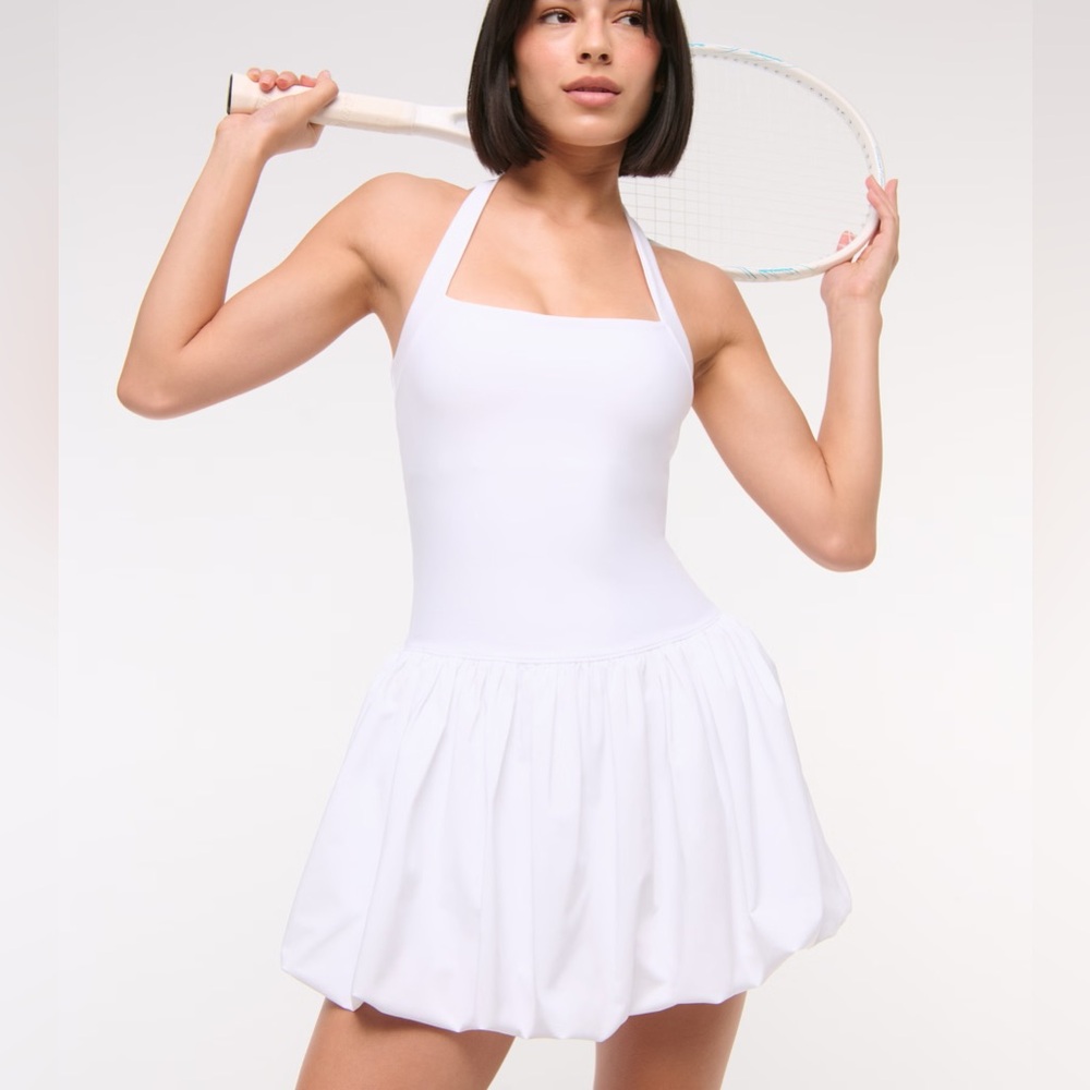 Abercrombie YPB motionTEK Halter Bubble Hem Mini Dress